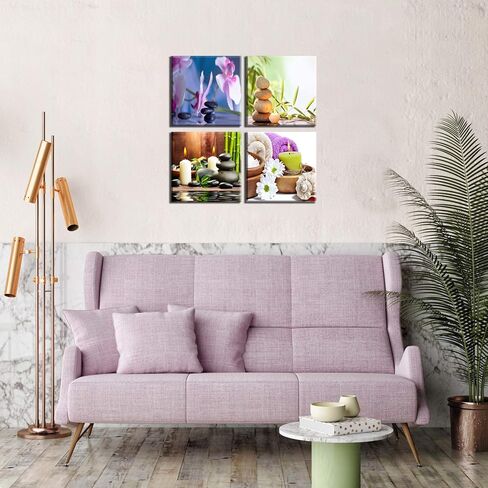 NAN Wind 4 Piece 12"X12" White Daisy Canvas Prints Minimalist Botanical Floral Wall Art Flowers Still Life Nature-Inspired Home Decor Daisy Bloom Framed Canvas Art for Living Room Bedroom in Saudi Arabia