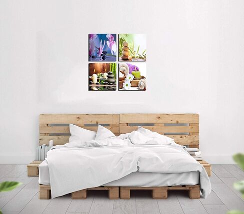 NAN Wind 4 Piece 12"X12" White Daisy Canvas Prints Minimalist Botanical Floral Wall Art Flowers Still Life Nature-Inspired Home Decor Daisy Bloom Framed Canvas Art for Living Room Bedroom in Saudi Arabia
