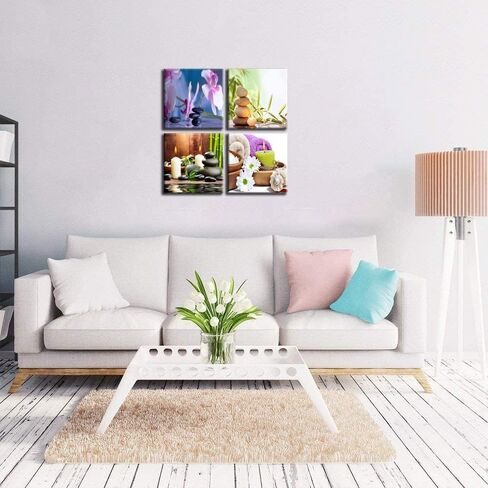 NAN Wind 4 Piece 12"X12" White Daisy Canvas Prints Minimalist Botanical Floral Wall Art Flowers Still Life Nature-Inspired Home Decor Daisy Bloom Framed Canvas Art for Living Room Bedroom in Saudi Arabia
