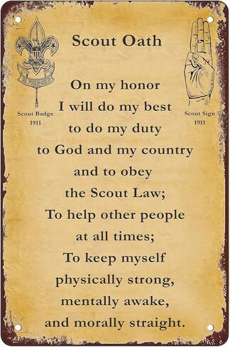 ملصق سفر عتيق-1911 Boy Scout Oath Retro Poster Metal Tin Sign Chic Art Iron Painting Bar People Cave Cafe Family Garage Wall Decor, 8x12inch in Saudi Arabia