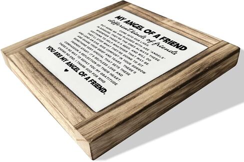 Friend Decor Sign, Friendship Gift, Box Wood Plaques Desk Décor, Friend Signs for Home Decor, Best Friend Room Decor, Bestie Gift for Birthday, Poems of Friend Gift, My Angel of A Friend in Saudi Arabia