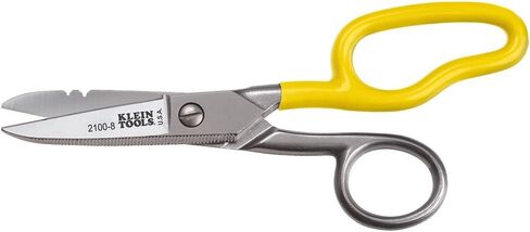 Klein Tools 2100-8 Scissors, Made in USA, Electrician Free Fall Snips, Stainless Steel Cut 19 and 23 AWG Electrical Communication Wire, Cable and Cordage in Kuwait