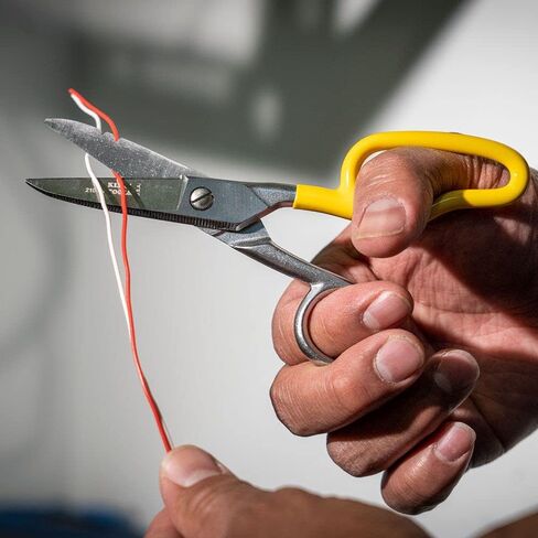 Klein Tools 2100-8 Scissors, Made in USA, Electrician Free Fall Snips, Stainless Steel Cut 19 and 23 AWG Electrical Communication Wire, Cable and Cordage in Kuwait