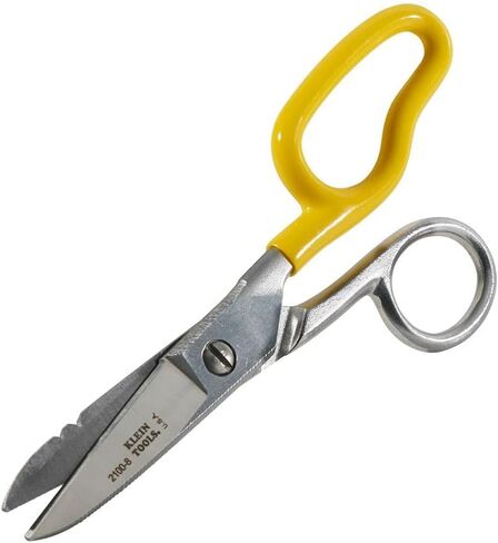Klein Tools 2100-8 Scissors, Made in USA, Electrician Free Fall Snips, Stainless Steel Cut 19 and 23 AWG Electrical Communication Wire, Cable and Cordage in Kuwait