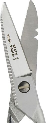Klein Tools 2100-8 Scissors, Made in USA, Electrician Free Fall Snips, Stainless Steel Cut 19 and 23 AWG Electrical Communication Wire, Cable and Cordage in Kuwait