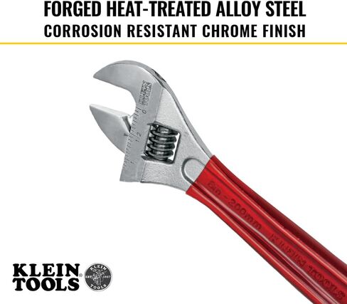 Klein Tools D506-4 Adjustable Drive Wrench, Forged with High Polish Chrome Finish and a plastic dipped handle, 4-Inch in Saudi Arabia