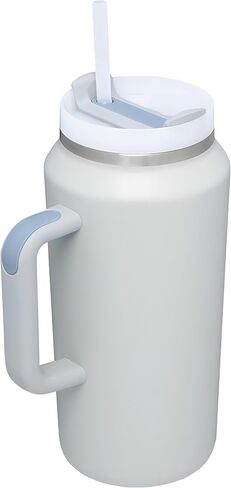64 OZ Insulated Tumbler with Handle and Straw,Half Gallon Water Bottle Double Vacuum Stainless Steel Water jug for Men Women Fitness Sport Gym Outdoor Camping (Cream) in Saudi Arabia