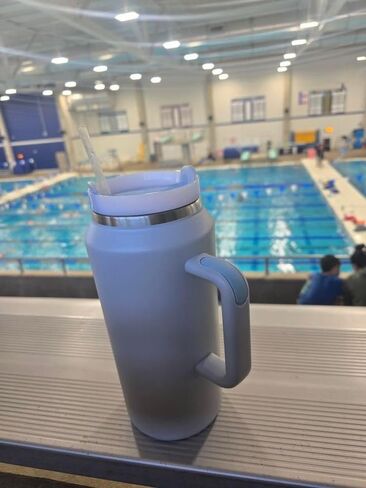 64 OZ Insulated Tumbler with Handle and Straw,Half Gallon Water Bottle Double Vacuum Stainless Steel Water jug for Men Women Fitness Sport Gym Outdoor Camping (Cream) in Saudi Arabia