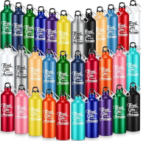 Uiifan 32 Pcs Thank You Gift for Coworker Aluminum Water Bottle Employee Appreciation Gift Inspirational Lightweight Sports Water Bottle Bulk for Teacher Staff (Black) in Saudi Arabia