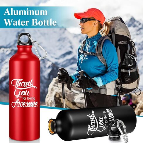 Uiifan 32 Pcs Thank You Gift for Coworker Aluminum Water Bottle Employee Appreciation Gift Inspirational Lightweight Sports Water Bottle Bulk for Teacher Staff (Black) in Saudi Arabia