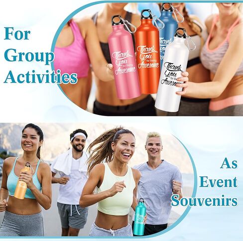 Uiifan 32 Pcs Thank You Gift for Coworker Aluminum Water Bottle Employee Appreciation Gift Inspirational Lightweight Sports Water Bottle Bulk for Teacher Staff (Black) in Saudi Arabia