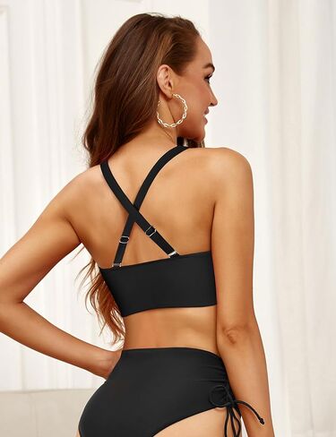 Firpearl Women's Underwire Full Coverage Bikini Top Only Criss Cross Swim Crop Top Push Up Bathing Suit in Saudi Arabia