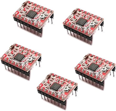 5 قطع A4988 - لوحة وحدة تشغيل المحرك المتدرج باللون الأحمر مع مشتت حراري من الألومنيوم متوافق مع سلالم 1.4 طابعة ثلاثية الأبعاد أو آلة CNC أو الروبوتات - LIONX in Kuwait