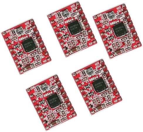 5 قطع A4988 - لوحة وحدة تشغيل المحرك المتدرج باللون الأحمر مع مشتت حراري من الألومنيوم متوافق مع سلالم 1.4 طابعة ثلاثية الأبعاد أو آلة CNC أو الروبوتات - LIONX in Kuwait