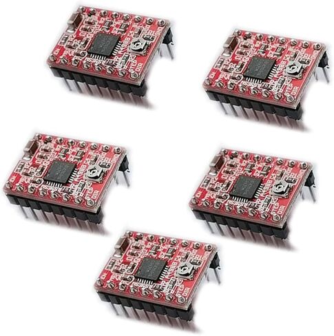 5 قطع A4988 - لوحة وحدة تشغيل المحرك المتدرج باللون الأحمر مع مشتت حراري من الألومنيوم متوافق مع سلالم 1.4 طابعة ثلاثية الأبعاد أو آلة CNC أو الروبوتات - LIONX in Kuwait