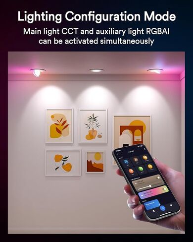 Lumary RGBAI Gimbal Smart Recessed Lighting 4 Inch Pro Max, 9W 780LM Eyeball Recessed Lights with Night Light, 270°+90° Adjustable Directional Downlights, Work with Alexa/Google Assistant, 1Pack in Kuwait