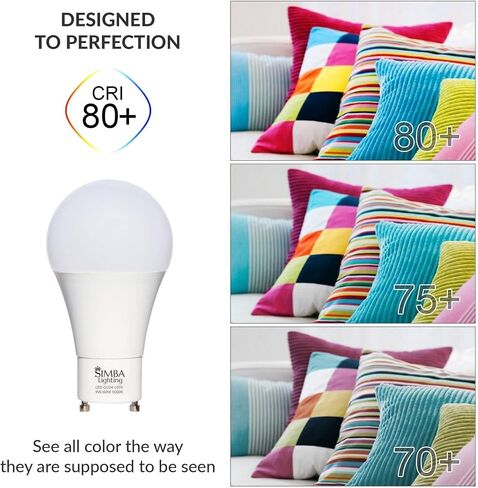 Simba Lighting LED GU24 A19 Light Bulb 9W 60W to 75W Replacement (4 Pack) 120V 2 Prong Twist and Lock Base for Ceiling Lights, Pendants, Outdoor Lanterns, Floor Lamps, Non-Dimmable, 5000K Daylight in Saudi Arabia
