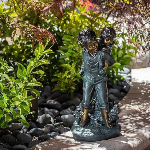 Alpine Corporation 19 بوصة طويل القامة للأولاد في الأماكن المغلقة/الخارجية يجلس للقراءة مجموعة تمثال للكتب ديكور فني للفناء in Kuwait