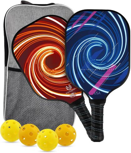 Victoper Pickleball Paddles, USAPA Approved Lightweight Pickleball Rackets Ball Sets, Carbon Fiberglass Surface Pickleball Set of 2 Rackets with 4 Pickleballs Balls and 1 Bag for Men Women Kid in Saudi Arabia