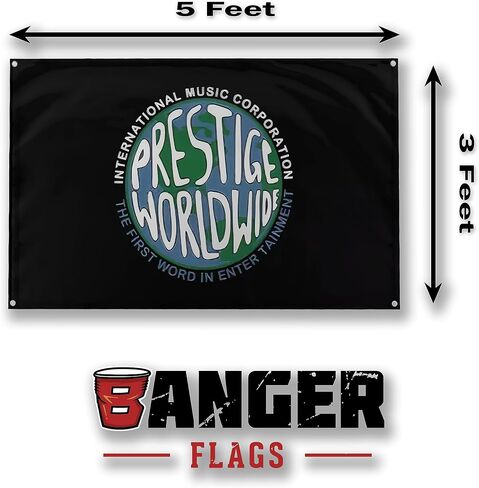 Banger - Prestige Worldwide International Music Corporation Step Brothers Movie College Dorm Room لافتة علم Frat مقاس 3x5 أقدام in Saudi Arabia