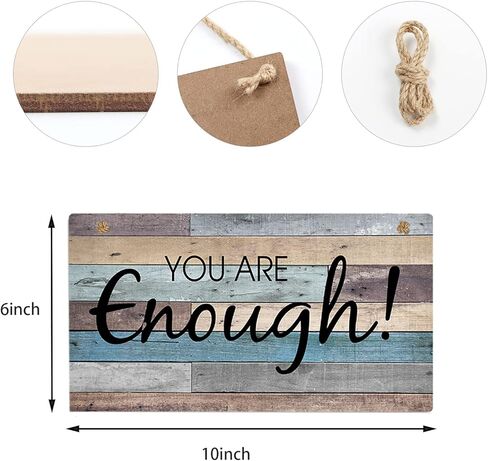 هدية ملهمة من CAKIROTS هدية نسوية أنت كافية للتعليق علامات خشبية ريفية لوحات فنية جدارية للسيدات مقاس 10 × 6 بوصة in Kuwait