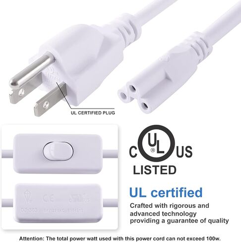 TRLIFE 6FT LED Light Power Cord with On/Off Switch, T5 T8 Power Cord T5 Connector Cord Extension Cord with US Plug for LED T5 T8 Integrated Tube Light Fixtures (2 Pack) in Saudi Arabia