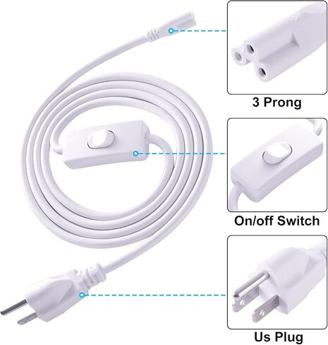 TRLIFE 6FT LED Light Power Cord with On/Off Switch, T5 T8 Power Cord T5 Connector Cord Extension Cord with US Plug for LED T5 T8 Integrated Tube Light Fixtures (2 Pack) in Saudi Arabia