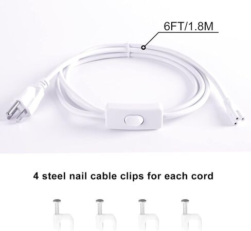 TRLIFE 6FT LED Light Power Cord with On/Off Switch, T5 T8 Power Cord T5 Connector Cord Extension Cord with US Plug for LED T5 T8 Integrated Tube Light Fixtures (2 Pack) in Saudi Arabia