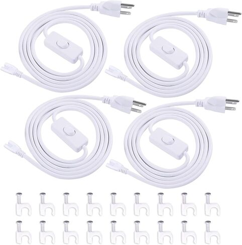 TRLIFE 6FT LED Light Power Cord with On/Off Switch, T5 T8 Power Cord T5 Connector Cord Extension Cord with US Plug for LED T5 T8 Integrated Tube Light Fixtures (2 Pack) in Saudi Arabia