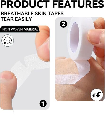 Nicime 10 Rolls 0.5 Inch Breathable Skin Tape, Face Tape Nose Tape, Flexible Stretch Bandages for Wound Injuries Swelling Sports (10Yards/Roll, White) in Kuwait