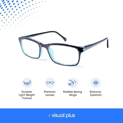 Blue Light Blocking Reading Glasses for Men and Women | Anti Eyestrain, Computer Reading Glasses, Gaming Glasses, TV Glasses for Women and Men (Black, 0.00 Strength) in Saudi Arabia