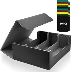 Card Deck Box for Trading Cards,1800+ Single Sleeved Cards Holders Storage, 3 Row Leather Magnetic Closure Commander Card Storage Box Fit for YuGiOh, MTG and Sport Cards