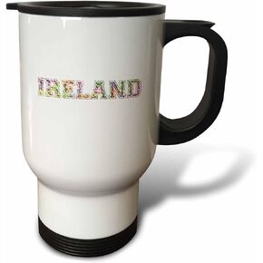 3dRose Ireland Text Made From Colorful Irish Vintage Map Travel Mug, Stainless Steel, 14-Ounce