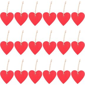 50pcs Color Love Wood Chips Wood Heart Shape Decor Heart Shape Wooden Pendants Heart-shaped Wooden Chips Festival Decor Hanging DIY Wooden Chips Wooden Heart-shaped Adornment