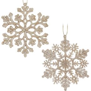 30PCS Christmas Glitter Snowflake Ornaments Plastic Snowflakes Ornaments-Xmas Tree Decorations,4.7-inch (Black)