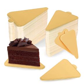 HANSGO Mini Round Golden Cardboard Cake Base, Mousse Cake Boards 100PCS Paper Plates Circle Dessert Board Base Grease