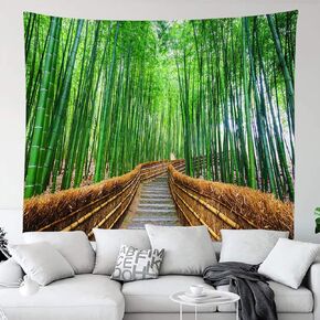 Bamboo Forest Decor Tapestry Zen Green Grove Path Tapestry Wall Hangings Large Tapestry for Bedroom Living Room Dorm Man Cave(80x60 Inch)