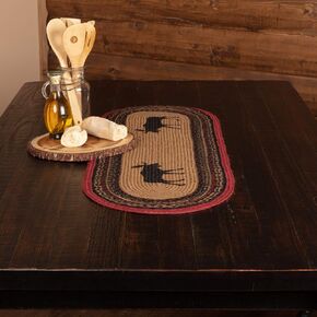 VHC Brands Cumberland Rustic & Lodge طاولة المطبخ والطاولة البيضاوية المصنوعة من الجوت باللون البني مقاس 13 بوصة × 36 بوصة in Saudi Arabia