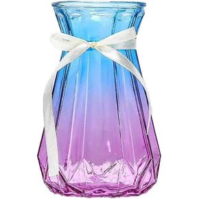 Glass Vase Decor Centerpieces Flower Vase High 7.3"，Living Room Decorations Bud Vases,for Wedding Dining Table Farmhouse Home Modern Decorative Vase (Blue-Purple Gradient)