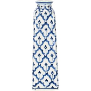 Sea Island Square Monument Glossy Blue and White 5 inch Porcelain Ceramic Vase