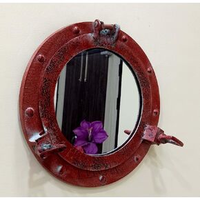 THOR INSTRUMENTS Nautical Porthole Wall Mounted Mirrors | Maritime Ship's Decor Window | Maritime Aluminum Vintage Decor (12 Inches, Antique Black) Rustic Vintage Home Decor Gifts
