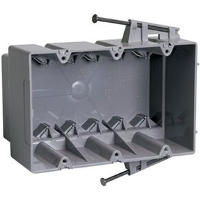 Legrand Pass & Seymour P354RACMH Slatyer Plastic Electrical Boxes, 3 Gang, Threaded Mounting Holes, 54 Inch Cubic Volume, 3 1/16" Depth For Manufactured Homes, Gray (1 Count)