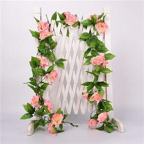 2 Pack 4.2 Feet/Piece Artificial Flower Vine Rattan Hanging Silk Rose Garland for Wedding Venue Backdrops Flower Walls Photo Background Bridal Showers, Baby Showers, and Event Decor (Champagne)