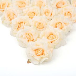 White Silk Rose Flowers Heads,4.3inch 20pcs Artificial stemless Flower Heads for DIY Wedding Bouquets Baby Shower Centerpieces Floral Arrangements Party Tables Home Decorations(White)
