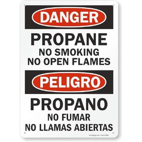 Smartsign S-2082-B-PL-14 "Danger: Propane No Smoking No Open Flames" Plastic Sign, Bilingual, 14" x 10", Black on Yellow