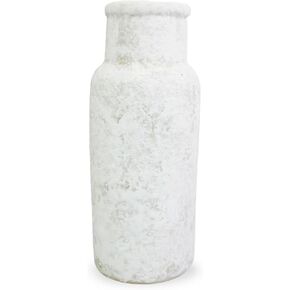 roro Handmade Rustic 7.5-Inch Ceramic Milk Jug Style Vase, Antique White with Frost Patina, Charming Farmhouse Decor, Durable and Weather-Resistant