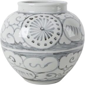Artissance AM83670001 10 in. Tall Off White Porcelain Ming Lucky Cloud Motif Vase (Décor)