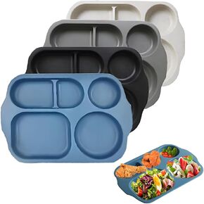 Large 12 Inch Divided Plates for Kids Adults, Wheat Straw Portion Control Plate, Reusable Plastic Compartment Plates,Unbreakable Dinner Plates Dessert Plates, BPA Free