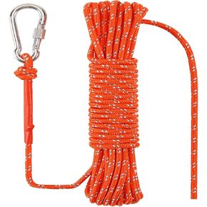1/4 in (6mm) x 98 Ft (30Meter) Rescue Rope Polypropylene Rope Floating Rope Anchor Rope Boat Rope Marine Rope Dock Lines Kayak Canoe Tow Throw Line Reflective Orange