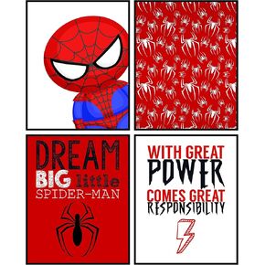 Silly Goose Gifts Dream Big Little Spiderman - Room Superheroes Spider Wall Art Decor Prints Poster Sign Pictures